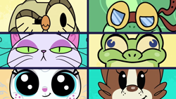 Size: 1920x1080 | Tagged: safe, screencap, character:angel bunny, character:gummy, character:opalescence, character:owlowiscious, character:tank, character:winona, species:bird, species:dog, species:owl, species:rabbit, episode:the fast and the furriest, g4.5, my little pony:pony life, spoiler:pony life s01e11, alligator, animal, cat, pet six, tortoise
