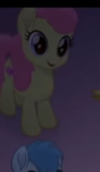 Size: 231x398 | Tagged: safe, screencap, species:earth pony, species:pony, g4, my little pony: the movie (2017), background pony, bird's eye view, cropped, female, happy, looking up, mare, unnamed character, unnamed pony