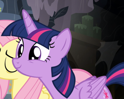 Size: 1172x936 | Tagged: safe, screencap, character:fluttershy, character:twilight sparkle, character:twilight sparkle (alicorn), species:alicorn, species:pony, episode:a health of information, g4, my little pony: friendship is magic, cropped, cute, solo focus, twiabetes