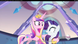 Size: 1920x1080 | Tagged: safe, screencap, character:princess cadance, character:rarity, episode:games ponies play, g4, my little pony: friendship is magic, youtube caption