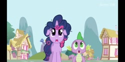 Size: 1440x720 | Tagged: safe, screencap, character:spike, character:twilight sparkle, species:pony, episode:friendship is magic, g4, my little pony: friendship is magic, floppy ears, jaw drop, messy mane
