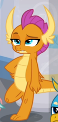 Size: 216x458 | Tagged: safe, screencap, character:smolder, episode:she's all yak, g4, my little pony: friendship is magic, bored, cropped, leaning, raised eyebrow, solo