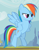 Size: 598x763 | Tagged: safe, screencap, character:rainbow dash, species:pegasus, species:pony, episode:the mysterious mare do well, g4, my little pony: friendship is magic, confident, cropped, flying, hooves on hips, smiling, solo, spread wings, wings