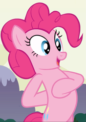 Size: 637x906 | Tagged: safe, screencap, character:pinkie pie, episode:too many pinkie pies, g4, my little pony: friendship is magic, bipedal, cropped, open mouth, solo