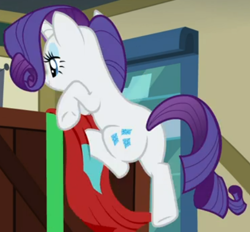 Size: 483x449 | Tagged: safe, screencap, character:rarity, species:pony, species:unicorn, episode:dragon dropped, g4, my little pony: friendship is magic, butt, cropped, lidded eyes, plot, rear view, solo