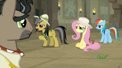 Size: 1920x1080 | Tagged: safe, screencap, character:daring do, character:doctor caballeron, character:fluttershy, character:rainbow dash, episode:daring doubt, g4, my little pony: friendship is magic