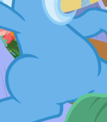 Size: 327x373 | Tagged: safe, screencap, character:trixie, species:pony, episode:on the road to friendship, belly, cropped, featureless crotch, female, mare, pictures of bellies, solo