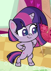 Size: 601x824 | Tagged: safe, screencap, character:twilight sparkle, character:twilight sparkle (alicorn), species:alicorn, species:pony, episode:pinkie pie: hyper-helper, g4.5, my little pony:pony life, spoiler:pony life s01e06, bipedal, confident, cropped, cute, hooves on hips, proud, smiling, solo, twiabetes