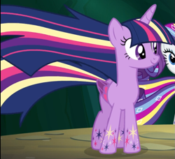 Size: 833x759 | Tagged: safe, screencap, character:rarity, character:twilight sparkle, character:twilight sparkle (alicorn), species:alicorn, species:pony, episode:twilight's kingdom, g4, my little pony: friendship is magic, cropped, rainbow power, rainbow power-ified, smiling, solo focus