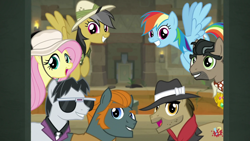 Size: 1920x1080 | Tagged: safe, screencap, character:biff, character:daring do, character:doctor caballeron, character:fluttershy, character:rainbow dash, character:rogue, character:withers, episode:daring doubt, g4, my little pony: friendship is magic, cute, cutealleron, daring dorable, dashabetes, henchmen, shyabetes