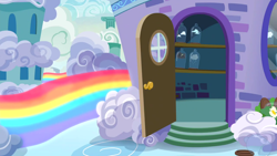 Size: 1280x720 | Tagged: safe, screencap, episode:flutter brutter, g4, my little pony: friendship is magic, background, cloudsdale, no pony, scenic ponyville, shy family house
