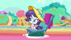 Size: 1920x1080 | Tagged: safe, screencap, character:rarity, episode:pony surfin' safari, g4.5, my little pony:pony life, spoiler:pony life s01e22, clothing, hat