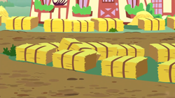 Size: 1280x720 | Tagged: safe, screencap, episode:the cart before the ponies, g4, my little pony: friendship is magic, background, hay bale, no pony, ponyville, scenic ponyville