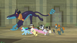 Size: 1920x1080 | Tagged: safe, screencap, character:ahuizotl, character:biff, character:doctor caballeron, character:fluttershy, character:rainbow dash, character:rogue, character:withers, episode:daring doubt, g4, my little pony: friendship is magic, henchmen
