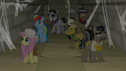 Size: 1920x1080 | Tagged: safe, screencap, character:biff, character:daring do, character:doctor caballeron, character:fluttershy, character:rainbow dash, character:withers, episode:daring doubt, g4, my little pony: friendship is magic, henchmen, truth talisman