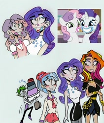Size: 1747x2073 | Tagged: safe, artist:citi, screencap, character:coco pommel, character:rarity, character:sassy saddles, character:spike, character:sweetie belle, species:human, episode:forever filly, g4, my little pony: friendship is magic, humanized, messy eating, scene interpretation, screencap reference
