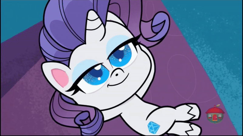 Size: 800x450 | Tagged: safe, screencap, character:rarity, species:pony, species:unicorn, episode:a camping we will go, g4.5, my little pony:pony life, spoiler:pony life s01e15, animated, constellation, cute, gif, happy, hooves behind head, outdoors, raribetes, relaxed, shooting star, smiling, solo, stars, treehouse logo