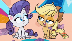 Size: 1908x1076 | Tagged: safe, screencap, character:applejack, character:fluttershy, character:pinkie pie, character:rainbow dash, character:rarity, character:twilight sparkle, character:twilight sparkle (alicorn), species:alicorn, species:earth pony, species:pegasus, species:pony, species:unicorn, episode:a camping we will go, g4.5, my little pony:pony life, spoiler:pony life s01e15, animated, camping, fire, fireworks, flying, freckles, lamp, looking at each other, outdoors, sitting, smiling, sound, sparks, talking, tent, treehouse logo, webm, wings