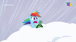 Size: 540x303 | Tagged: safe, screencap, character:rainbow dash, character:tank, episode:tanks for the memories, g4, my little pony: friendship is magic, azteca 7, palindrome get, screaming, snow storm, tv azteca