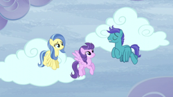Size: 1280x720 | Tagged: safe, screencap, character:clear skies, character:open skies, character:sunshower, species:pegasus, species:pony, episode:tanks for the memories, g4, my little pony: friendship is magic, cloud, female, male, mare, stallion