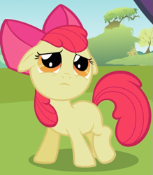Size: 671x765 | Tagged: safe, screencap, character:apple bloom, episode:lesson zero, g4, my little pony: friendship is magic, adorabloom, cropped, cute, floppy ears, solo