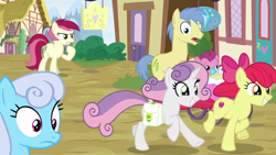 Size: 1920x1080 | Tagged: safe, screencap, character:apple bloom, character:goldengrape, character:linky, character:roseluck, character:shoeshine, character:sweetie belle, episode:growing up is hard to do, g4, my little pony: friendship is magic, older, older apple bloom, older sweetie belle