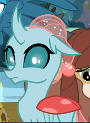 Size: 557x762 | Tagged: safe, screencap, character:ocellus, character:yona, species:changedling, episode:school daze, g4, my little pony: friendship is magic, cropped, looking at you, looking back, looking back at you, offscreen character, solo focus