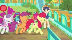 Size: 1920x1080 | Tagged: safe, screencap, character:apple bloom, character:dave the intern, character:scootaloo, character:sweetie belle, species:pegasus, species:pony, episode:growing up is hard to do, g4, my little pony: friendship is magic, cutie mark crusaders, older