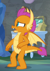Size: 466x658 | Tagged: safe, screencap, character:smolder, episode:what lies beneath, g4, my little pony: friendship is magic, confused, cropped, open mouth, solo