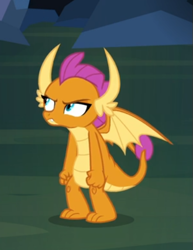 Size: 389x504 | Tagged: safe, screencap, character:smolder, episode:what lies beneath, g4, my little pony: friendship is magic, clenched fist, cropped, grumpy, smolder is not amused, solo, unamused