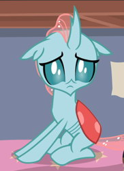 Size: 560x771 | Tagged: safe, screencap, character:ocellus, species:changedling, species:changeling, species:reformed changeling, episode:school raze, g4, my little pony: friendship is magic, cropped, cute, diaocelles, sitting, solo, worried