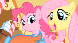 Size: 828x460 | Tagged: safe, screencap, character:fluttershy, character:pinkie pie, character:rainbow dash, species:human, hilarious in hindsight, youtube caption