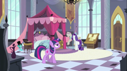 Size: 1050x585 | Tagged: safe, screencap, character:rarity, character:twilight sparkle, friendship is witchcraft, foaly matripony, littlest pet shop, sunil nevla