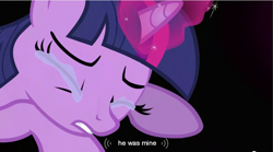 Size: 855x474 | Tagged: safe, screencap, character:twilight sparkle, crying, implied incest, youtube caption