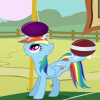 Size: 200x200 | Tagged: safe, screencap, character:rainbow dash, episode:fall weather friends, g4, my little pony: friendship is magic, animated, ball, bouncing, cropped, cute, looking up, loop, raised leg, smiling, solo