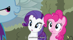Size: 851x473 | Tagged: safe, screencap, character:pinkie pie, character:rainbow dash, character:rarity, youtube caption