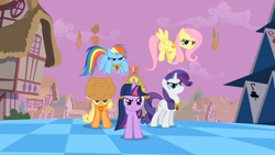 Size: 1280x720 | Tagged: safe, screencap, character:applejack, character:fluttershy, character:rainbow dash, character:rarity, character:twilight sparkle, badass