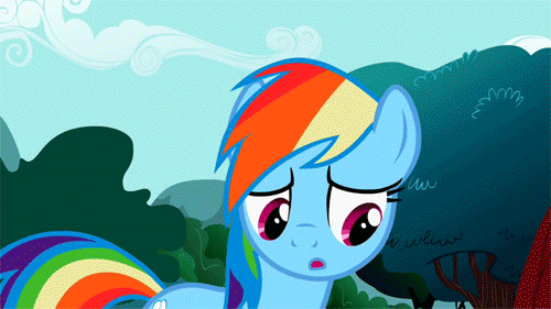 Size: 500x281 | Tagged: safe, screencap, character:rainbow dash, episode:may the best pet win, g4, my little pony: friendship is magic, animated, solo, sunburst background, surprised
