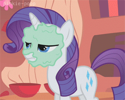 Size: 245x196 | Tagged: safe, screencap, character:rarity, episode:look before you sleep, g4, my little pony: friendship is magic, animated, cropped, lidded eyes, mud mask, solo, unimpressed