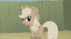 Size: 1280x705 | Tagged: safe, screencap, character:applejack, episode:the return of harmony, g4, my little pony: friendship is magic, canterlot hedge maze, discorded, solo, youtube caption
