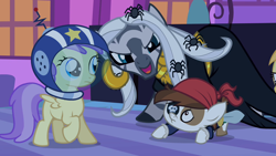 Size: 1280x720 | Tagged: safe, screencap, character:alula, character:pipsqueak, character:pluto, character:zecora, species:earth pony, species:pony, species:zebra, episode:luna eclipsed, g4, my little pony: friendship is magic, colt, male, pluto