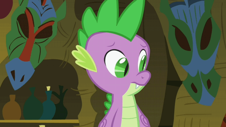 Size: 720x405 | Tagged: safe, screencap, character:spike, episode:secret of my excess, g4, my little pony: friendship is magic, animated, evil grin, grin, smiling, spike want, teenage spike