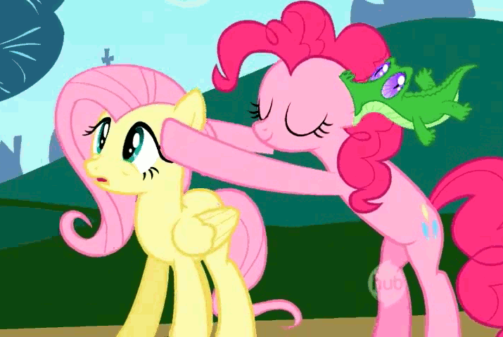 Size: 715x480 | Tagged: safe, screencap, character:fluttershy, character:gummy, character:pinkie pie, animated