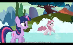 Size: 1024x640 | Tagged: safe, screencap, character:pinkie pie, character:twilight sparkle, episode:the return of harmony, g4, my little pony: friendship is magic, discorded, youtube caption