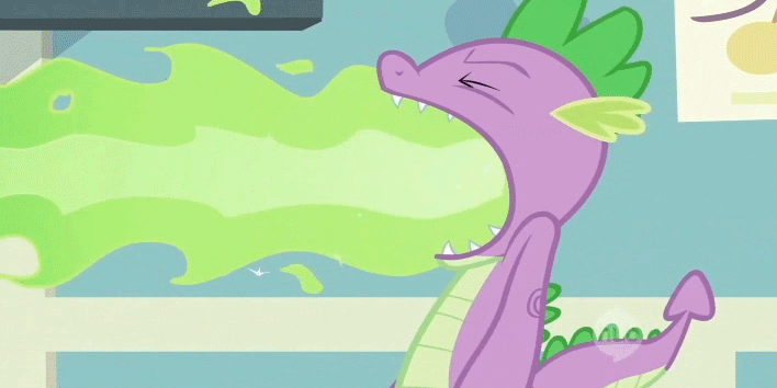 Size: 708x354 | Tagged: safe, screencap, character:spike, episode:secret of my excess, g4, my little pony: friendship is magic, animated, fire, fire breath, hub logo, loop, teenage spike
