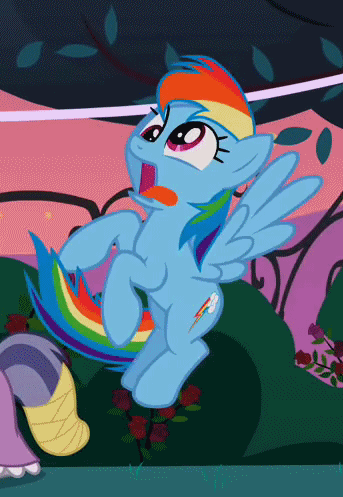 Size: 343x497 | Tagged: safe, screencap, character:rainbow dash, episode:sweet and elite, g4, my little pony: friendship is magic, animated, crazy face, cropped, derp, faec, invisible stallion, solo focus, spinning eyes, tongue out
