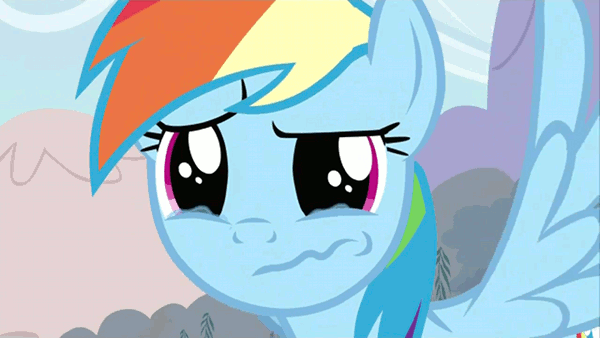 Size: 600x338 | Tagged: safe, screencap, character:rainbow dash, episode:the super speedy cider squeezy 6000, g4, my little pony: friendship is magic, animated, crying, loop, solo, teary eyes, wavy mouth