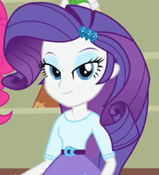 Size: 616x676 | Tagged: safe, screencap, character:rarity, equestria girls:equestria girls, g4, my little pony:equestria girls, cropped, female, fourth wall, lidded eyes, looking at you, solo focus
