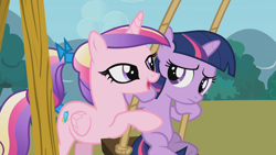 Size: 1280x720 | Tagged: safe, screencap, character:princess cadance, character:twilight sparkle, episode:a canterlot wedding, g4, my little pony: friendship is magic, filly, out of context, teen princess cadance