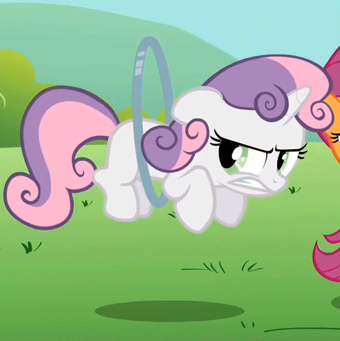 Size: 492x494 | Tagged: safe, screencap, character:scootaloo, character:sweetie belle, species:pegasus, species:pony, episode:the cutie pox, g4, my little pony: friendship is magic, animated, cropped, hopping, loop-de-hoop, solo focus